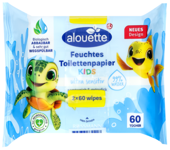 ALOUETTE Kids ,papier toaletowy, nawilżany, 99 % wody,przód