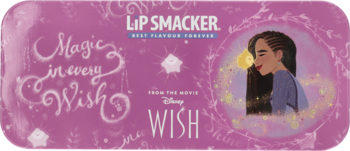 Różowa paleta do makijażu Lip Smacker Disney Wish, z napisem „Magic in every Wish” i postacią Asha.