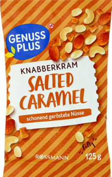 GENUSS PLUS ,mix przekąska do chrupania,  Salted Caremel,przód