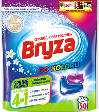 BRYZA Spring Freshness ,kapsułki do prania tkanin kolorowych, Spring Freshness, 4w1,przód