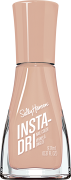 Sally Hansen Insta-Dri lakier do paznokci w odcieniu nude, widok z przodu szklanej butelki z pasującą nakrętką.