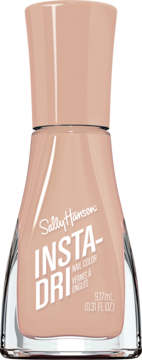 Sally Hansen Insta-Dri lakier do paznokci w odcieniu nude, widok z przodu szklanej butelki z pasującą nakrętką.