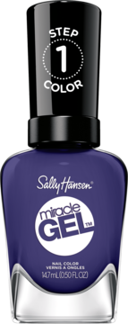 Sally Hansen Miracle Gel, ciemnofioletowy lakier do paznokci, Step 1 Color, widok z przodu.