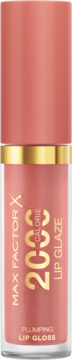 Max Factor 2000 Calorie Lip Glaze, brzoskwiniowy błyszczyk powiększający usta, pionowo z przodu.