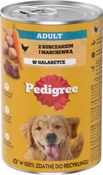 PEDIGREE Adult ,karma pełnoporcjowa dla psa, z kurczakiem i marchewką w galaretce,przód