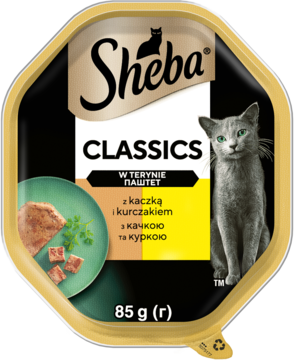 SHEBA Classics in Pastete ,karma pełnoporcjowa mokra dla dorosłych kotów, z Kaczką i Kurczakiem,przód