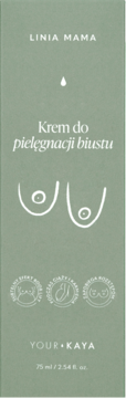 Your Kaya Linia Mama Krem do pielęgnacji biustu, zielone opakowanie z ilustracją piersi, widok z przodu.