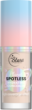 Stars from the stars Planet Spotless Hydrating Concealer, beżowa butelka z błękitno-różową gradientową nakrętką, holograficzne detale.