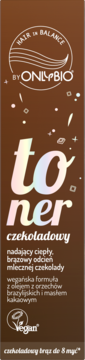 Brązowy toner do włosów OnlyBio Hair in Balance, nadający odcień mlecznej czekolady, wegański, widok przód.