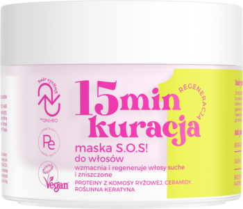OnlyBio 15minutowa maska Hair Cycling Regeneracja do włosów suchych, biały słoik, widok z przodu.