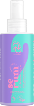 OnlyBio Nawilżenie serum do włosów, fioletowo-turkusowa butelka ze spryskiwaczem, kwas hialuronowy, wegańskie.