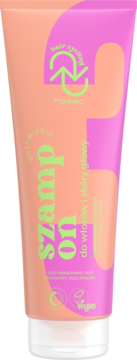 Szampon odżywczy OnlyBio Hair Cycling w pomarańczowo-różowej tubie, widok z przodu.