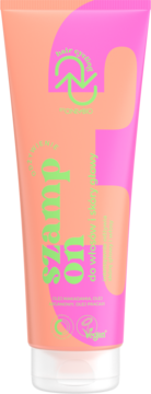 OnlyBio szampon odżywczy Hair Cycling w pomarańczowo-różowej tubce z zielonym napisem i logo, widok z przodu.