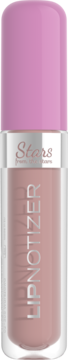 Błyszczyk Stars from the Stars Lipnotizer, różowo-beżowy, w przezroczystej tubce z jasnoróżową nakrętką. Widok z przodu.