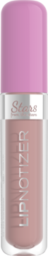 Błyszczyk Stars from the Stars Lipnotizer, różowo-beżowy, w przezroczystej tubce z jasnoróżową nakrętką. Widok z przodu.