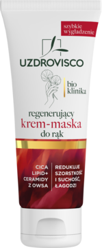 Uzdrovisco regenerujący krem-maska do rąk z Cica, w białej tubce, redukuje szorstkość i suchość, widok z przodu.