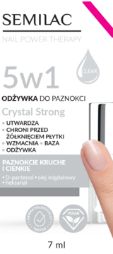 Semilac Nail Power Therapy 5w1 Crystal Strong odżywka do paznokci 7ml, białe opakowanie, do kruchych, cienkich paznokci.