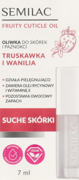 SEMILAC ,oliwka do skórek i paznokci, Truskawka i Wanilia,przód