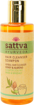 SATTVA Ayurveda ,szampon do włosów, ziołowy, Miód i Olejek migdałowy,przód