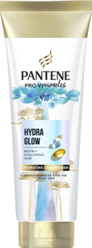 Odżywka Pantene Pro-V Miracles Hydra Glow z biotyną i kwasem hialuronowym, biała tubka, widok z przodu.