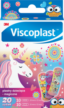 3M VISCOPLAST ,plastry z opatrunkiem dla dzieci, delikatne, oddychające, dla skóry wrażliwej, różne rozmiary,przód