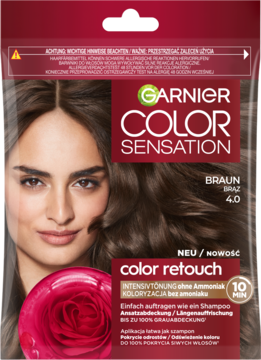 Garnier Color Sensation 4.0 brąz szampon koloryzujący, bez amoniaku, widok z przodu.