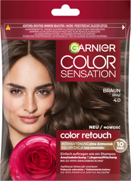 Garnier Color Sensation 4.0 brąz szampon koloryzujący, bez amoniaku, widok z przodu.
