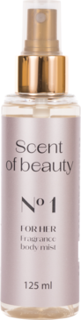 Scent of beauty No 1 mgiełka zapachowa 125 ml dla kobiet, w przezroczystej butelce ze złotym atomizerem.