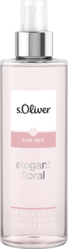 s.Oliver For Her mgiełka kwiatowa 250ml w jasnoróżowej butelce ze srebrną nakrętką i atomizerem, ujęcie z przodu.