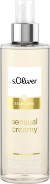 s.Oliver Selection Sensual Creamy, zapachowa mgiełka do ciała 250ml, jasna butelka, widok z przodu.