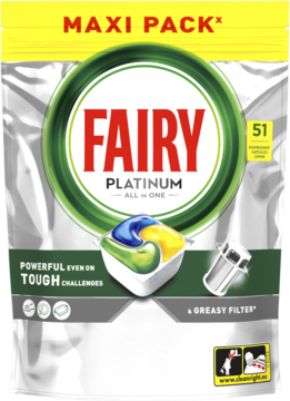 FAIRY Platinum All In One,kapsułki do zmywarki, Lemon,przód