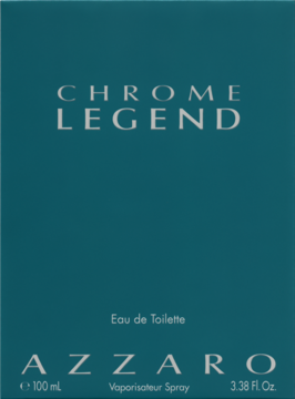 Ciemno turkusowe pudełko Azzaro Chrome Legend Eau de Toilette, perfumy męskie, z srebrnym napisem.