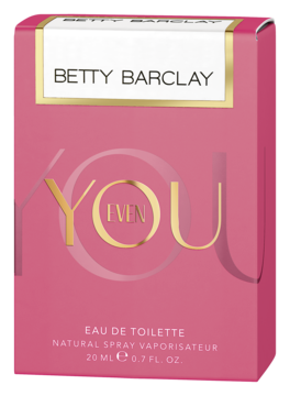 Betty Barclay Even You woda toaletowa w różowym pudełku, złotym napisem YOU, 20 ml, widok z przodu.