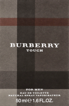 Burberry Touch For Men, woda toaletowa, ciemnobrązowe opakowanie w kratę, widok z przodu, 50 ml.