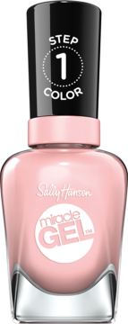 Lakier Sally Hansen Miracle Gel 238 Regal Rose, butelka z czarną nakrętką, widok z przodu.