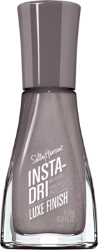 Szybkoschnący lakier Sally Hansen Insta-Dri Luxe Finish Extrava-Grey, szary z brokatem, widok z przodu.