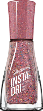 Różowy lakier Sally Hansen Insta-Dri Confetti Pop z brokatem konfetti, butelka, ujęcie na wprost.