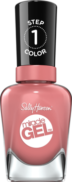 Lakier Sally Hansen Miracle Gel nr 244 Mauve-olous, butelka z napisem "STEP 1 COLOR", widok przodem.