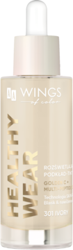 AA Wings of Color Healthy Wear rozświetlający podkład tint, odcień 301 Ivory, w beżowej butelce z zakraplaczem.