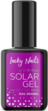 Lacky Nails Solar Gel nr 23 orchid purple, lakier do paznokci bez lampy UV, butelka z etykietą, widok z przodu.