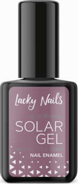 Lacky Nails Solar Gel Provence, śliwkowy lakier do paznokci w czarnej butelce, utwardzany światłem słonecznym.