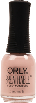 Jasnoróżowy lakier ORLY Breathable 1-Step Manicure z czarną nakrętką, widok z przodu.