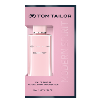 Tom Tailor Modern Spirit, różowa woda perfumowana 50ml w kartonowym pudełku z butelką, przód.