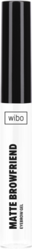 Biała tubka Wibo Matte Browfriend, przezroczysty żel do brwi z matowym wykończeniem i czarną zakrętką.