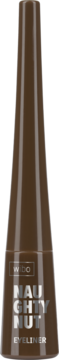 Brązowy eyeliner Wibo Naughty Nut w eleganckiej butelce, widok z przodu, z białymi napisami.