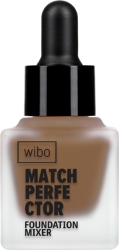 Wibo Match Perfector przyciemniacz do podkładu w matowej, brązowej butelce z pipetą, widok z przodu.