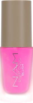 NAM Smart Liquid Blush w jaskraworóżowej butelce z brązową zakrętką, pionowe ujęcie z przodu.