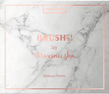 Paleta makijażowa Brush UP! Dusk Lover by Maxineczka, biały marmur, różowe złoto. Widok z przodu.