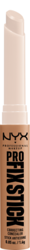 NYX Pro Fix Stick korektor w sztyfcie, odcień nutmeg, widok pionowy z wysuniętym beżowym wkładem.