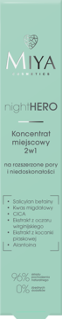 MIYA nightHERO Koncentrat miejscowy 2w1 w miętowo-zielonym opakowaniu, widok z przodu, na pory i niedoskonałości.